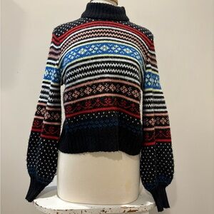 American Eagle Outfitters Multicolor Patterned Turtleneck Sweater
